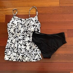 Floral Black and White Bikini Set